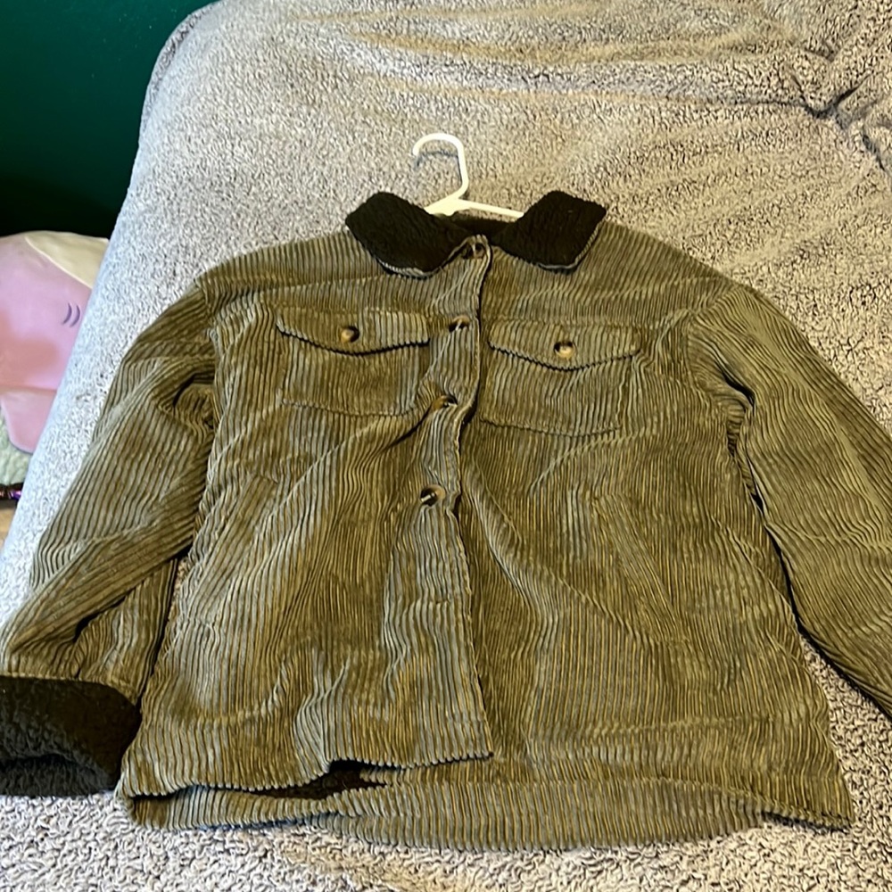 Olive Corduroy and sherpa Coat